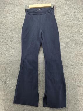 TEN BY BABATON Pants Womens Small Navy Knit Flare Leg Slit Hem Pull On